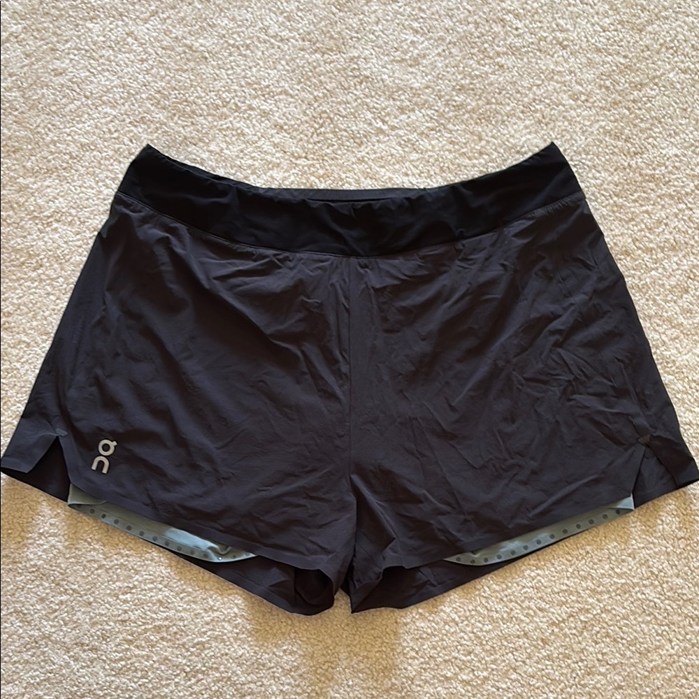 On Running Black Women's Athletic Shorts with Gray Liner